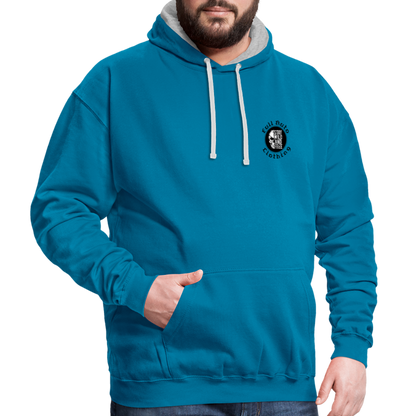 Contrast Colour Hoodie - 2 - peacock blue/heather grey