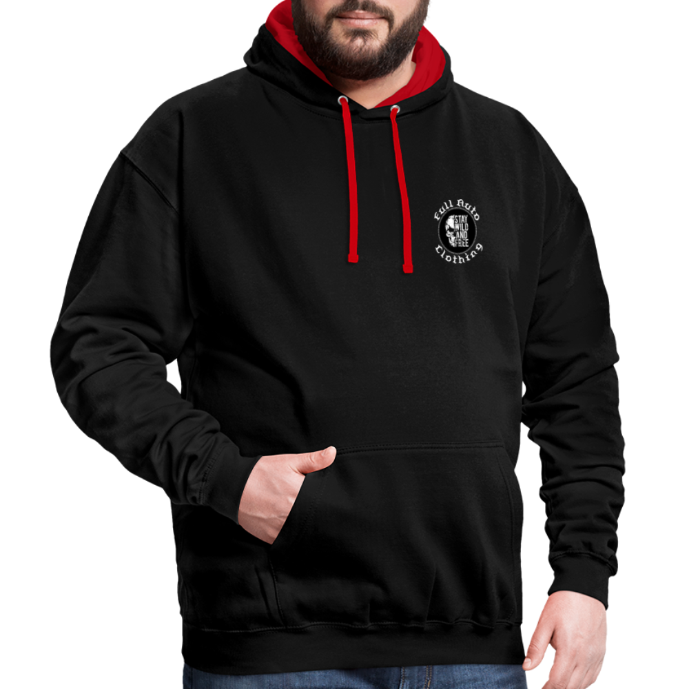 Contrast Colour Hoodie - 5 - black/red