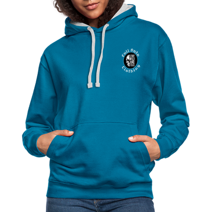 Contrast Colour Hoodie - 9 - peacock blue/heather grey