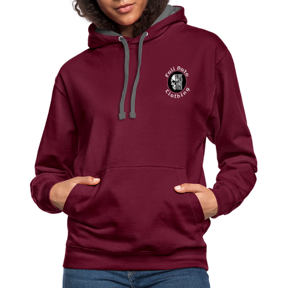 Contrast Colour Hoodie - burgundy/charcoal