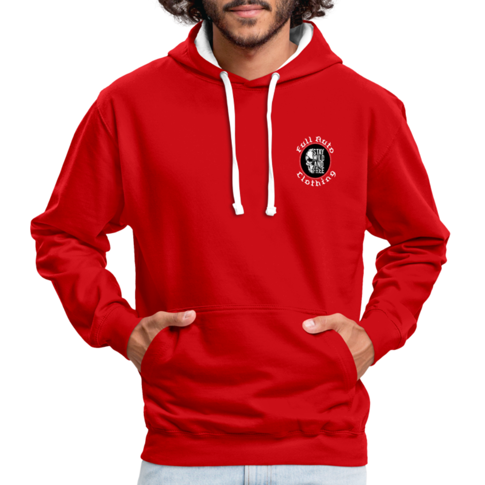 Contrast Colour Hoodie - red/white