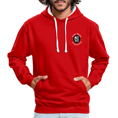 Contrast Colour Hoodie - red/white