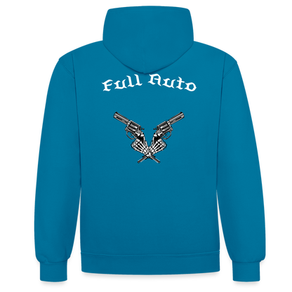 Contrast Colour Hoodie - 3 - peacock blue/heather grey