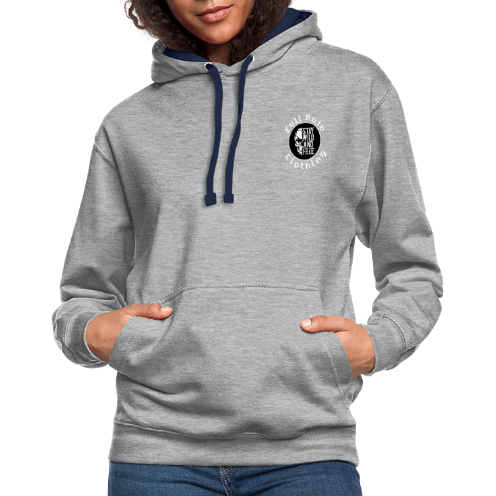 Contrast Colour Hoodie - heather grey/navy