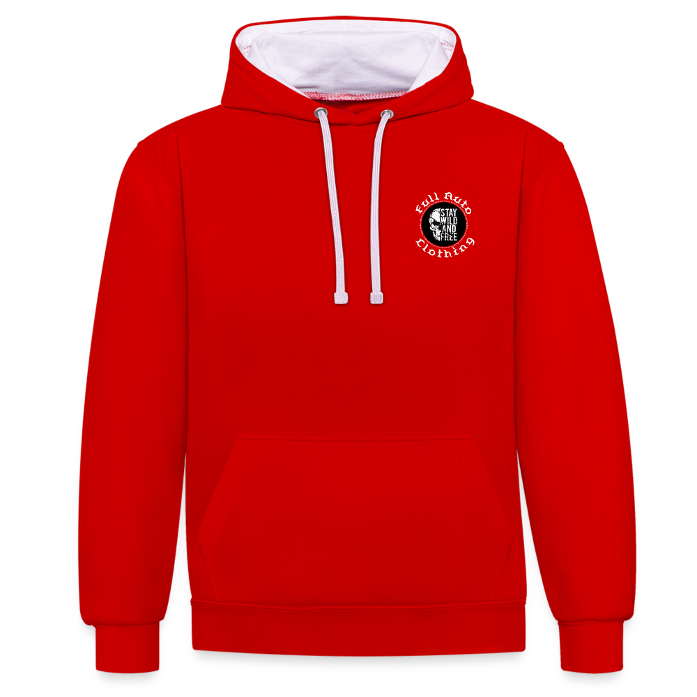 Contrast Colour Hoodie - 6 - red/white