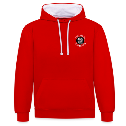 Contrast Colour Hoodie - 6 - red/white