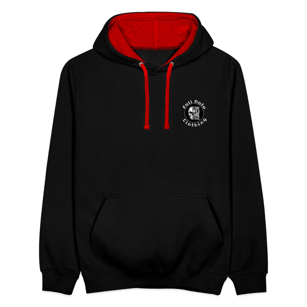 Contrast Colour Hoodie - black/red