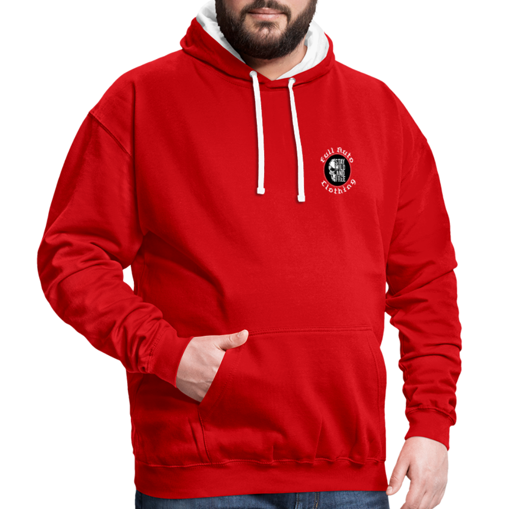 Contrast Colour Hoodie - red/white