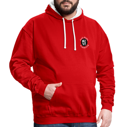 Contrast Colour Hoodie - red/white