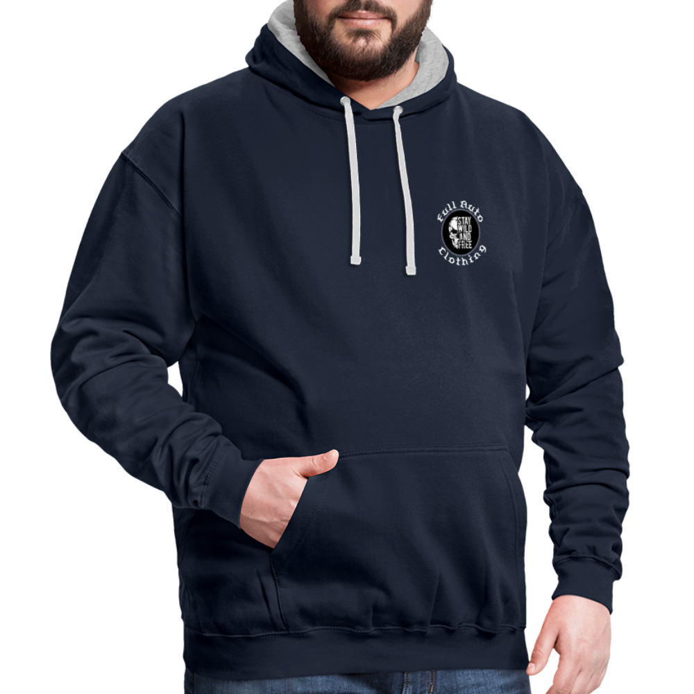 Contrast Colour Hoodie - 5 - navy/heather grey