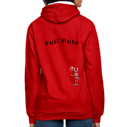 Contrast Colour Hoodie - 9 - red/white