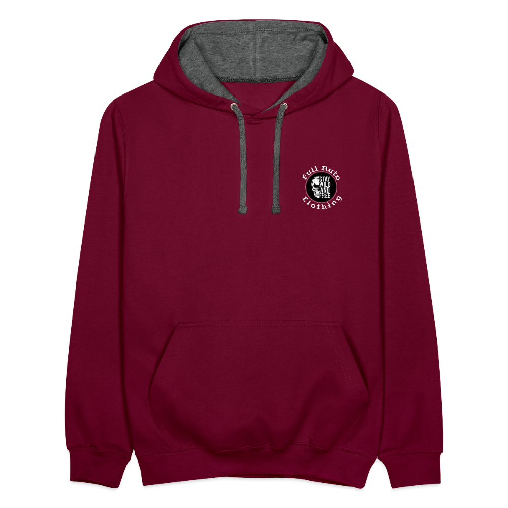 Contrast Colour Hoodie - burgundy/charcoal