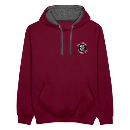 Contrast Colour Hoodie - burgundy/charcoal