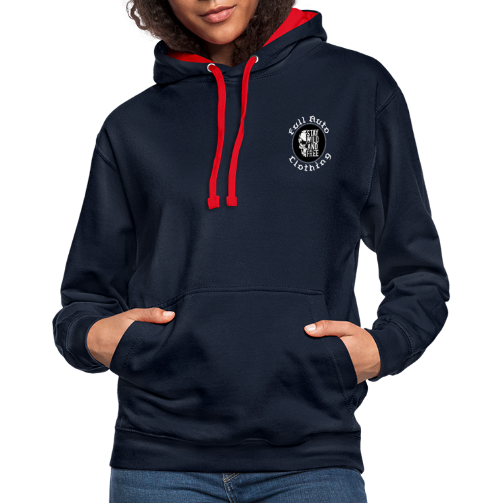 Contrast Colour Hoodie - navy/red