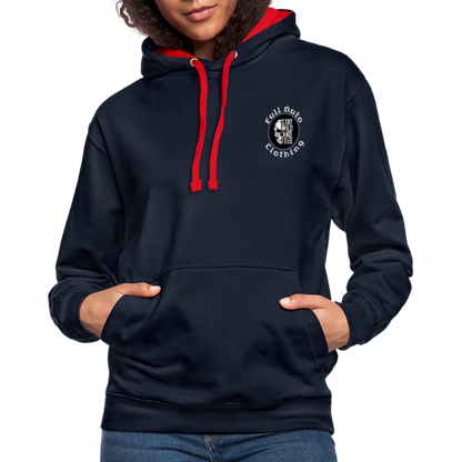 Contrast Colour Hoodie - navy/red