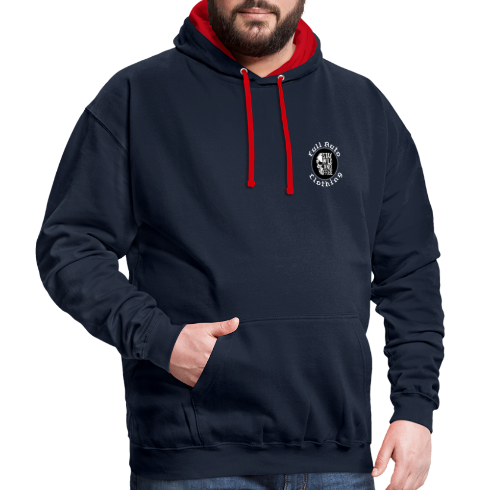 Contrast Colour Hoodie - navy/red