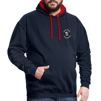 Contrast Colour Hoodie - navy/red