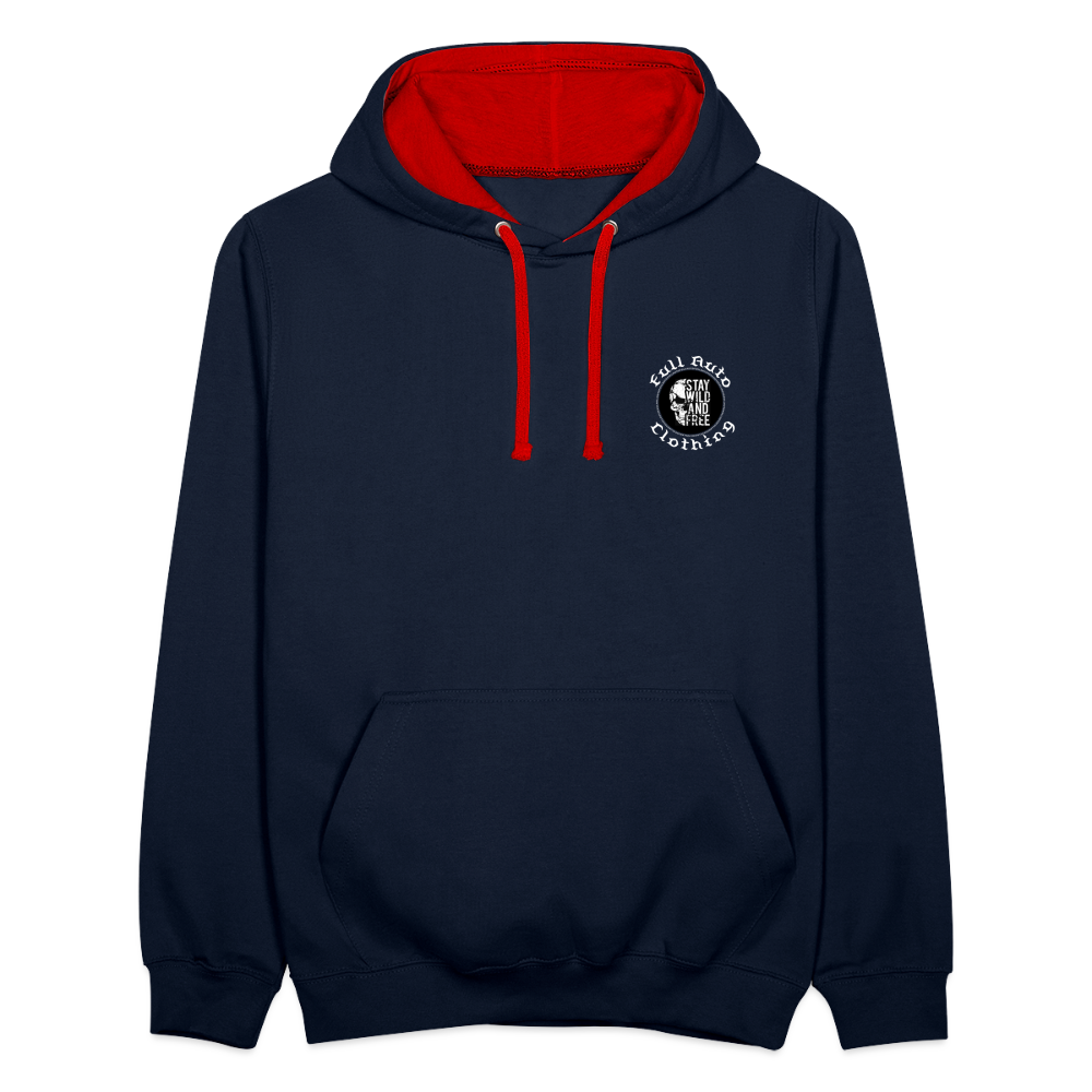 Contrast Colour Hoodie - navy/red