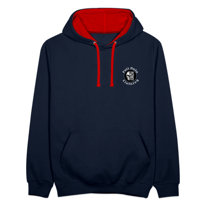 Contrast Colour Hoodie - navy/red