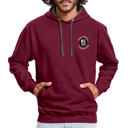 Contrast Colour Hoodie - 16 - burgundy/charcoal