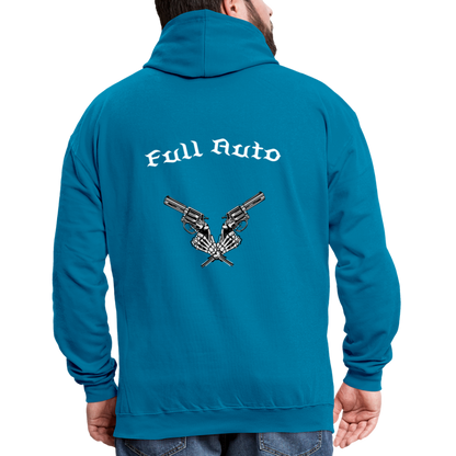 Contrast Colour Hoodie - 3 - peacock blue/heather grey