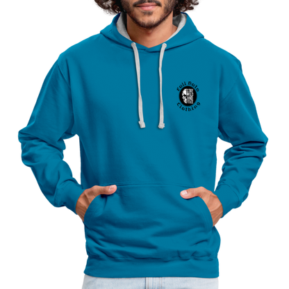 Contrast Colour Hoodie - 4 - peacock blue/heather grey