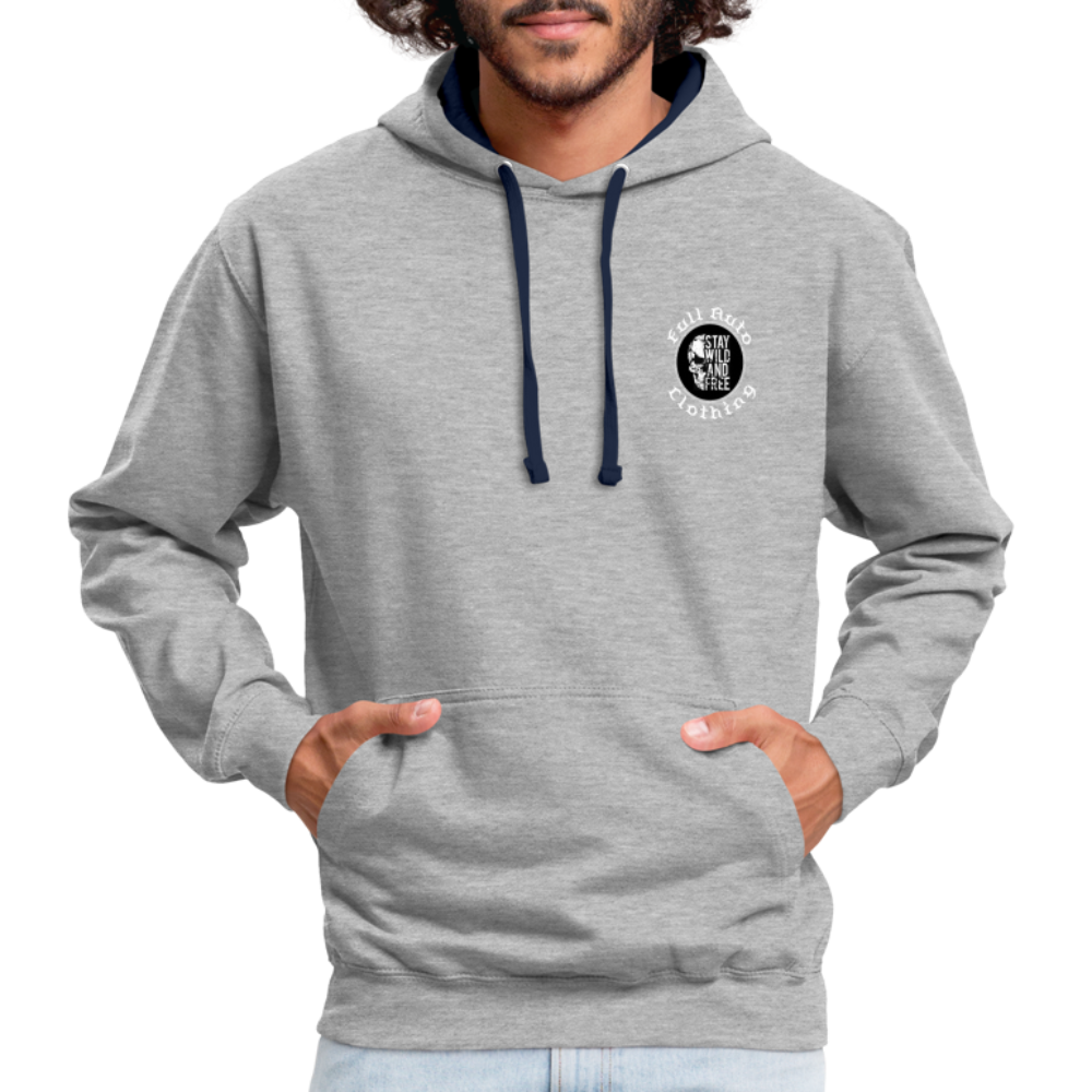 Contrast Colour Hoodie - heather grey/navy